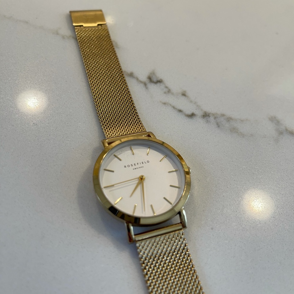 Gold tone Rosefield mesh band watch